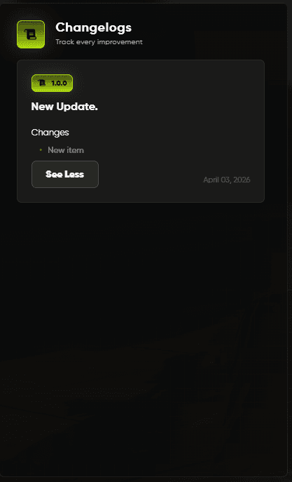 Changelog UI Overview