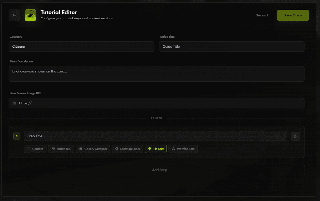 Tutorial Editor Overview
